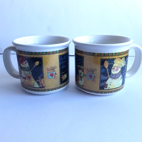 Set of 2 Susan Winget Christmas "Dear Friends" Coffe Cups/Mugs - Picture 1 of 16